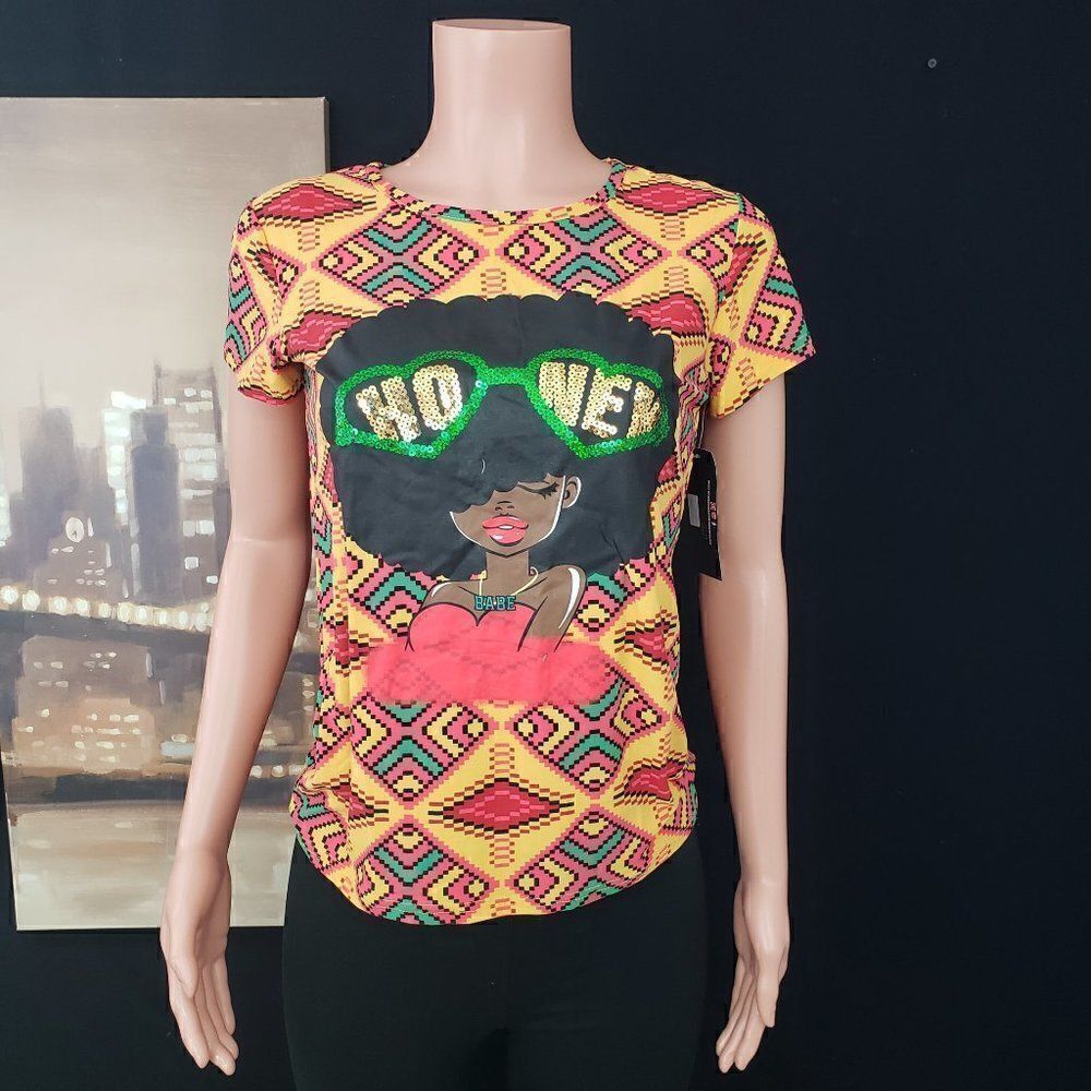Top T-shirt Blouse Sequin Multicolor Small